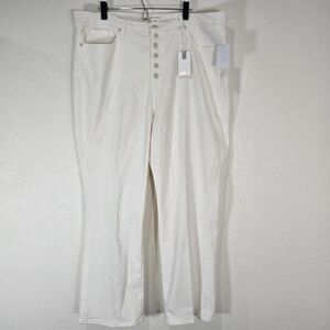 NWT Good American Good Legs Straight Cloud White Jeans‎ Button Fly Plus Size 22